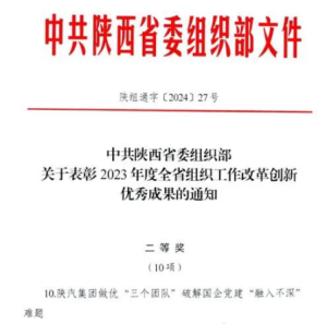 陕汽控股做优“三个团队”荣获全省组织工作改革创新...